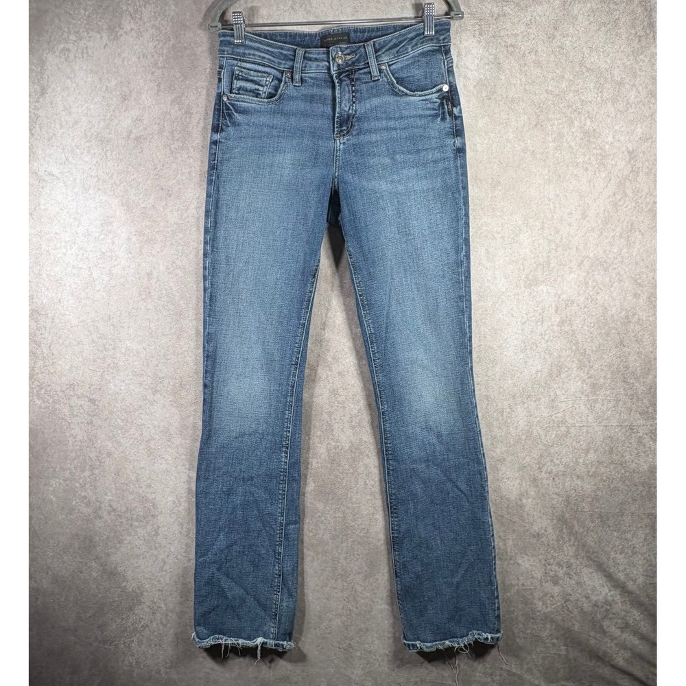 Silver Jeans Co Jeans‎ Women W31 L33 Blue Suki Slim Boot Raw Hem Stretch Casual